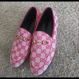 Gucci Red New Canvas Jordaan Loafers